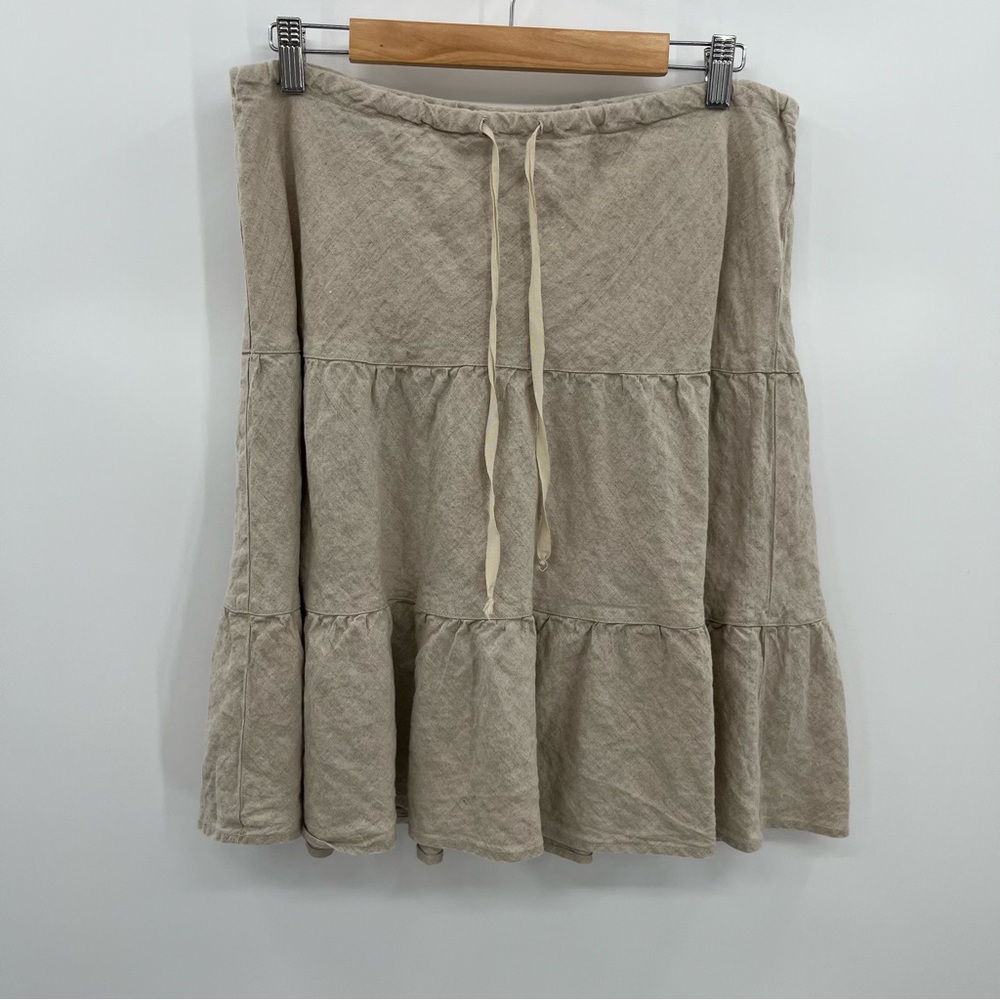 Allen Allen Beige Tiered Cotton Skirt